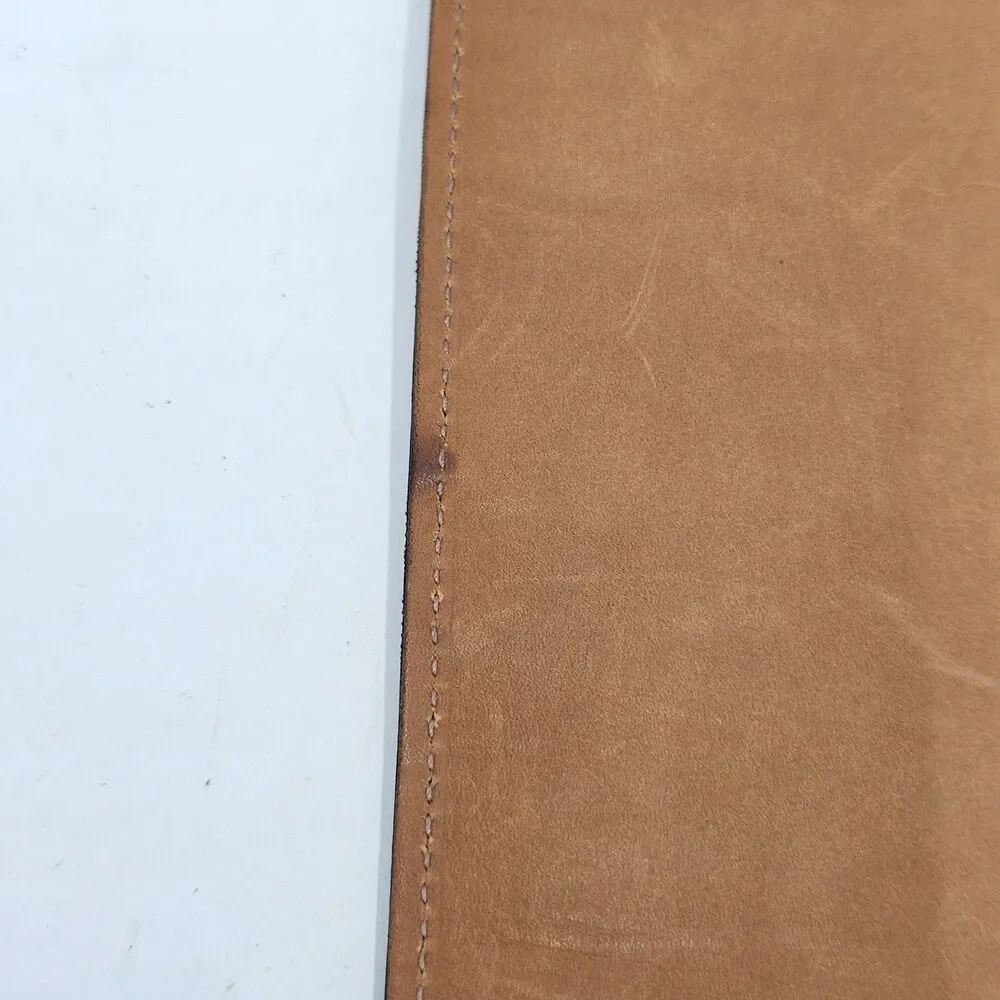 VTG Tan Genuine Leather Tall Bifold Wallet 10 Card Organizer Made In USA